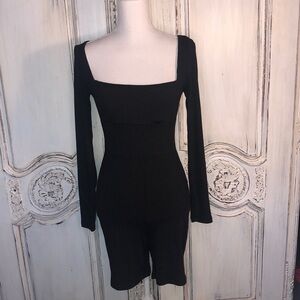 Princess Polly xx Ribbed Knit Long Sleeves Square Neck Bodycon Romper Size 4